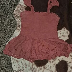 Ruffled Mauve Sleeveless Top